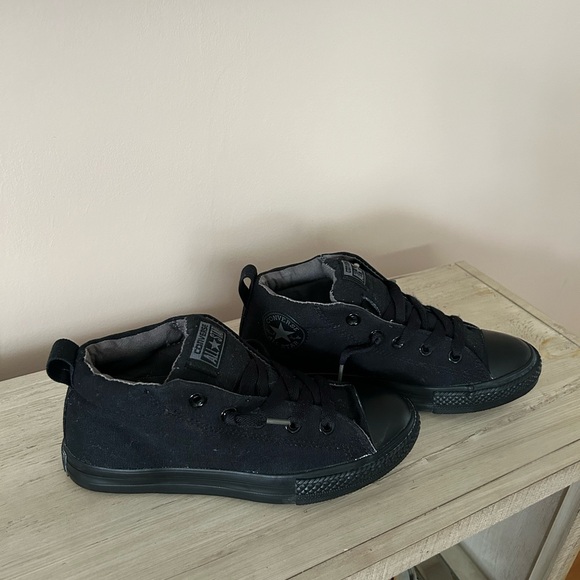 Converse size 4 street mid sneakers all black thick tongue low skater - Picture 7 of 9